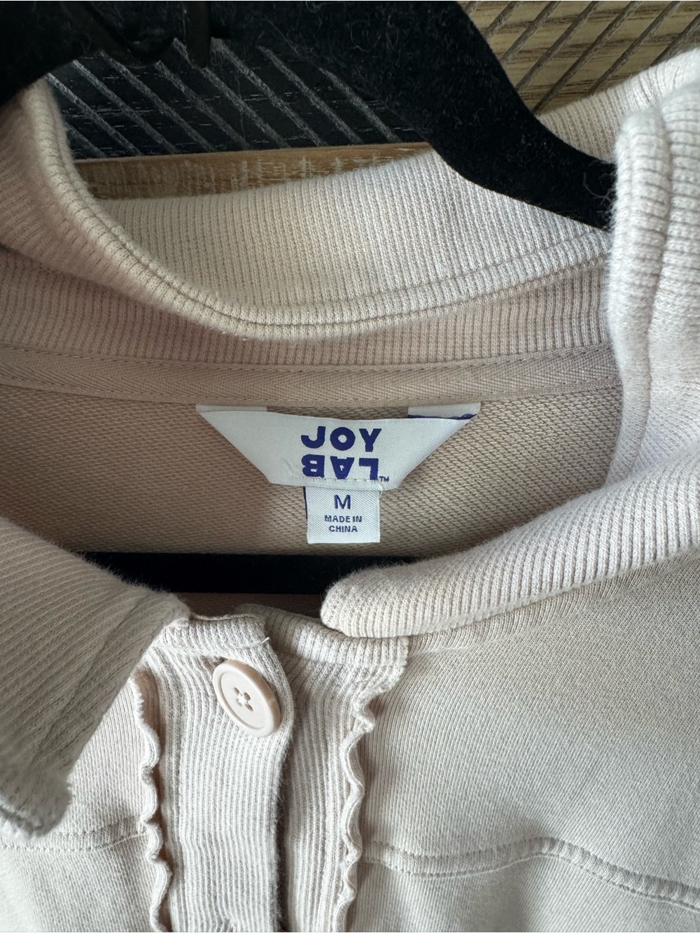 JoyLab Cream Button-Up Ribbed Collar Top - Picture 3 of 3